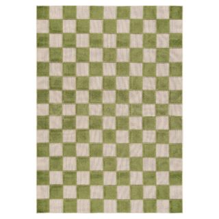 Dywan Zewnętrzny Checker Kremowy Zielony