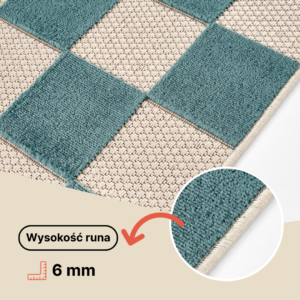 Dywan Zewnętrzny Checker Kremowy Turkusowy