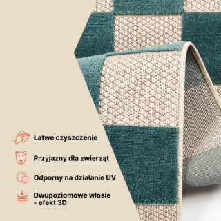 Dywan Zewnętrzny Checker Kremowy Zielony