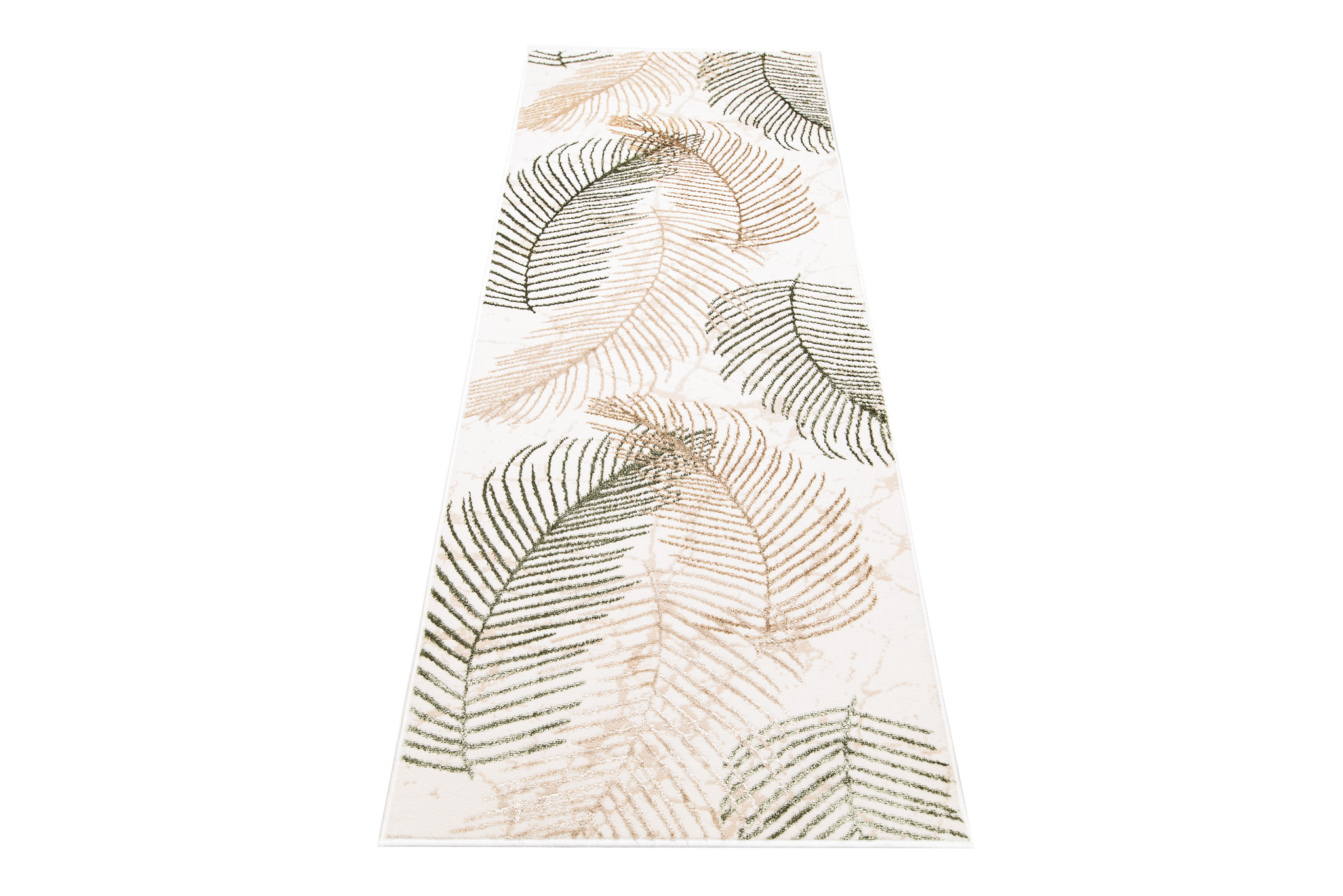 Chodnik Crystal Beżowy Zielony Liście