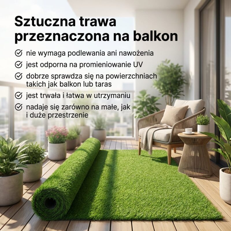 infografika o zaletach sztucznej trawy