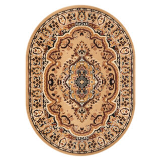 Dywan Atlas Owalny Ciemnobeżowo Brązowy Ornament