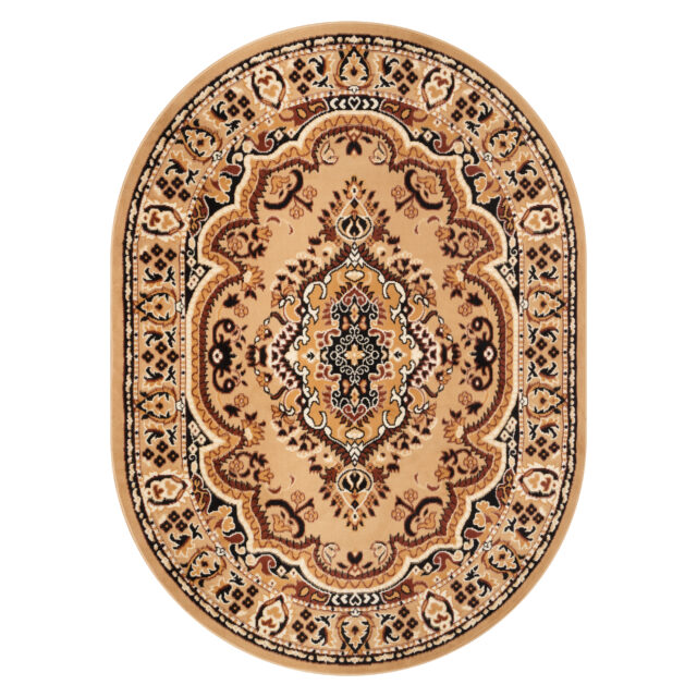 Dywan Atlas Owalny Ciemnobeżowo Brązowy Ornament