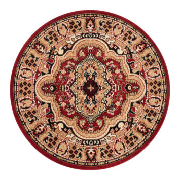 Dywan Atlas Okrągły Beżowo Czerwony Ornament