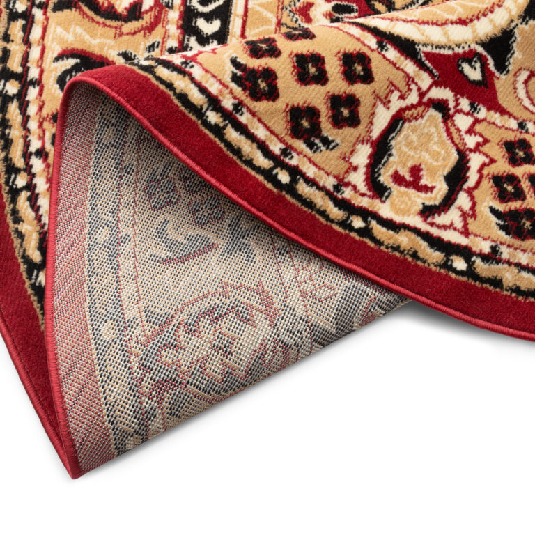 Dywan Atlas Okrągły Beżowo Czerwony Ornament