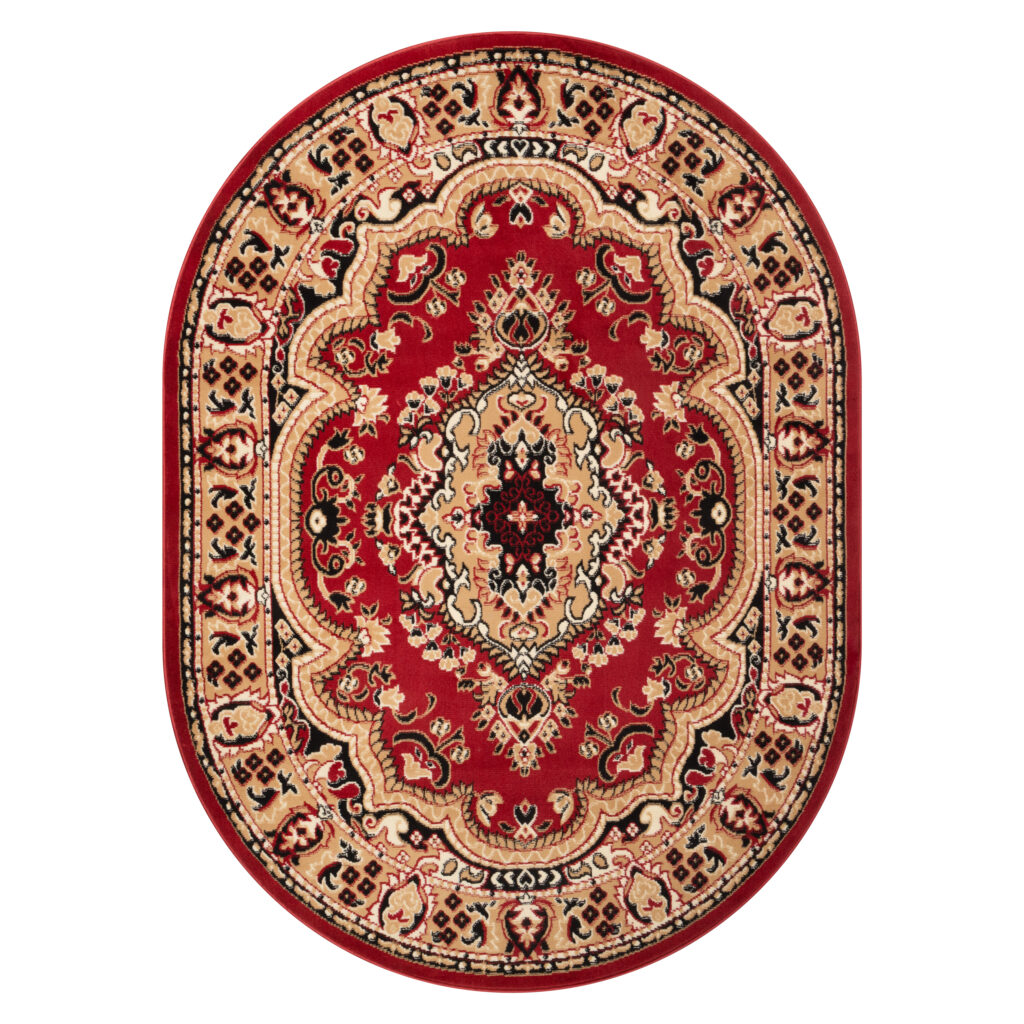 Dywan Atlas Owalny Klasyczny Beżowo Czerwony Ornament