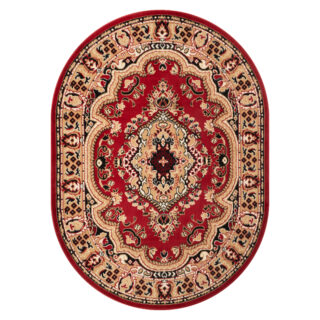 Dywan Atlas Owalny Klasyczny Beżowo Czerwony Ornament