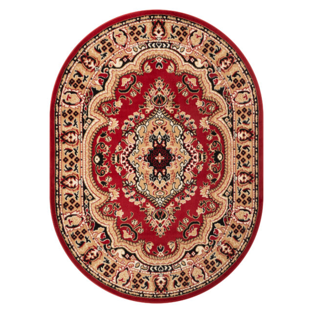 Dywan Atlas Owalny Klasyczny Beżowo Czerwony Ornament
