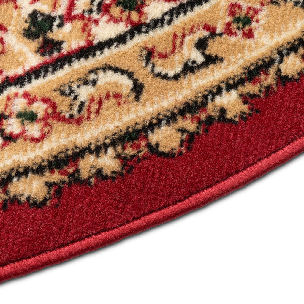 Dywan Atlas Okrągły Czerwono Beżowy Ornament