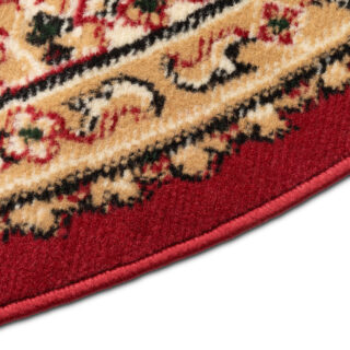 Dywan Atlas Okrągły Czerwono Beżowy Ornament