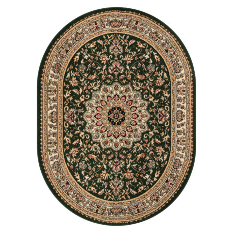 Dywan Atlas Owalny Zielono Beżowy Ornament