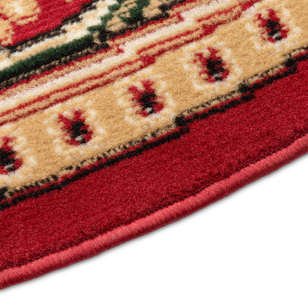 Dywan Atlas Okrągły Klasyczny Czerwono Beżowy Ornament