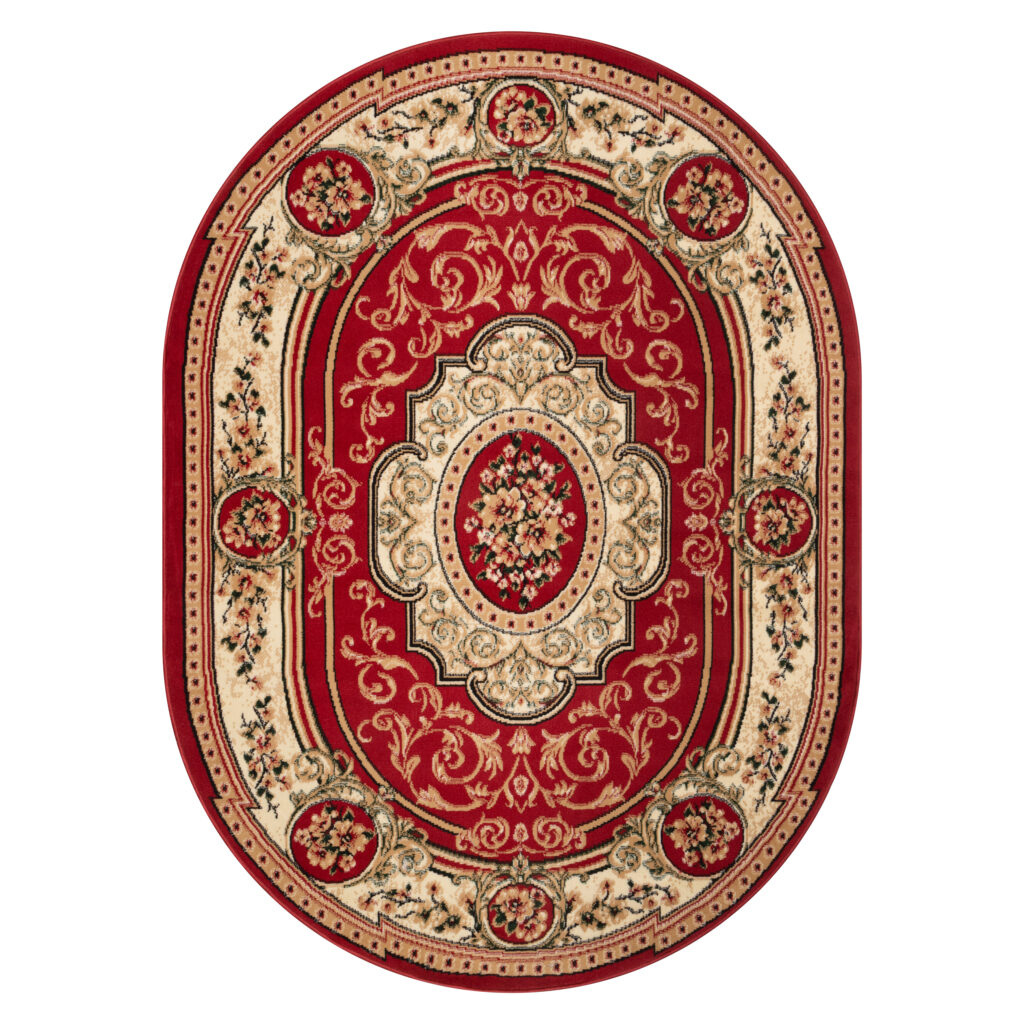 Dywan Atlas Owalny Klasyczny Czerwono Beżowy Ornament