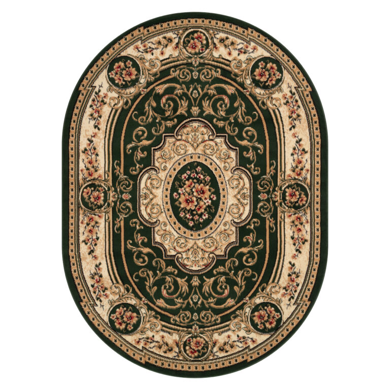 Dywan Atlas Owalny Klasyczny Zielono Beżowy Ornament