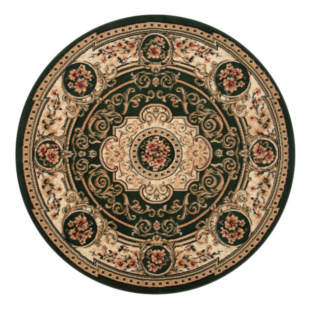 Dywan Atlas Okrągły Zielono Beżowy Ornament