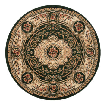 Dywan Atlas Okrągły Klasyczny Zielono Beżowy Ornament