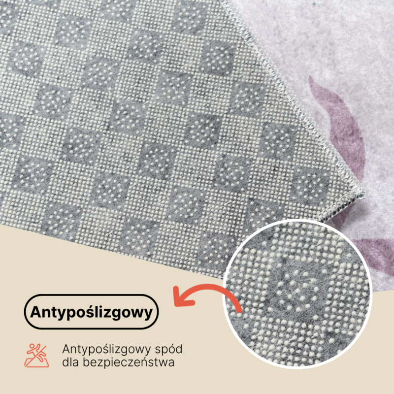 zbliżenie na antypoślizgowy spód dywanu