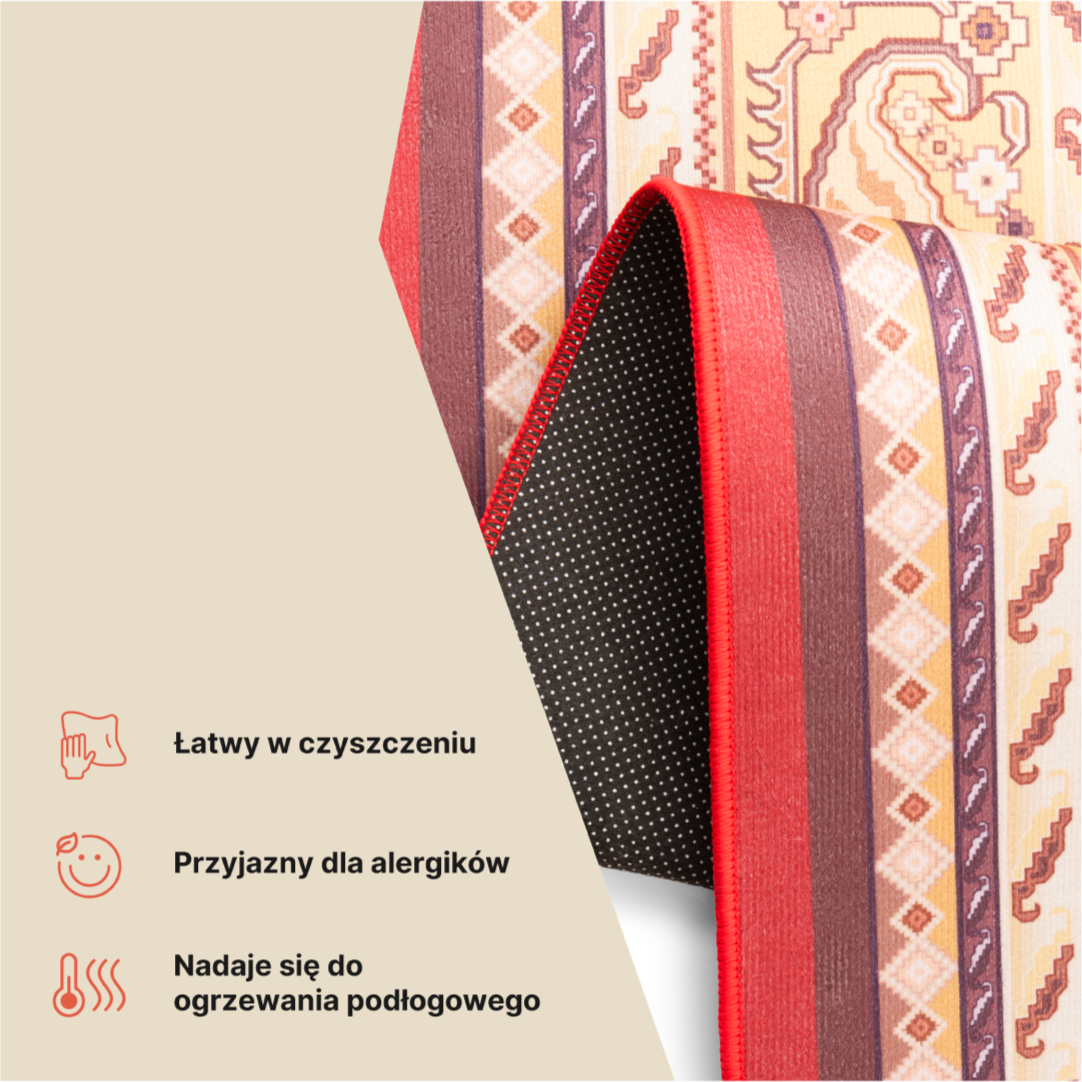Dywan Nora Czerwony Tradycyjny Antypoślizgowy