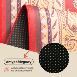 Dywan Nora Czerwony Tradycyjny Antypoślizgowy