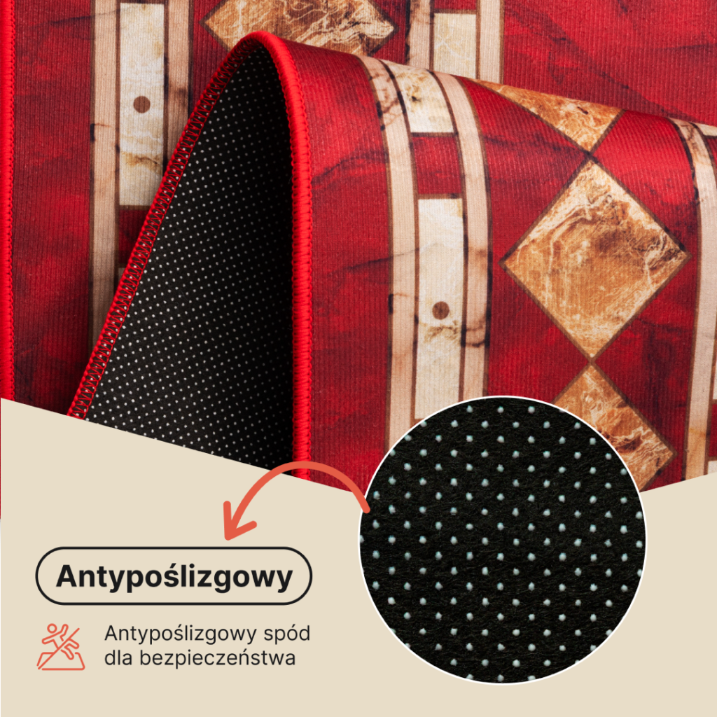 Dywan Nora Karmazynowy Tradycyjny Antypoślizgowy