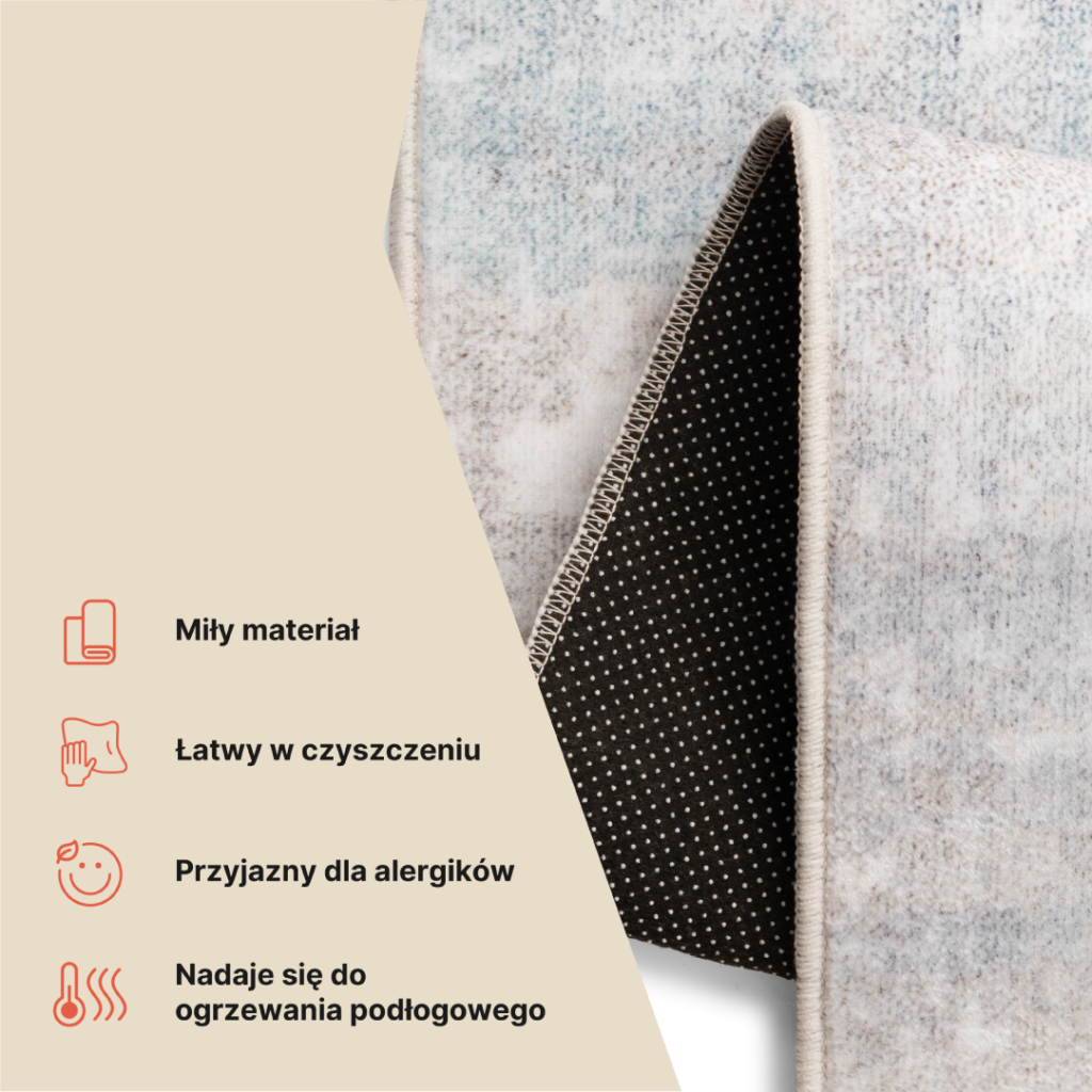 Dywan Ash Szary Beżowy Antypoślizgowy