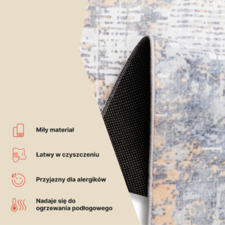 Dywan Ash Szary Rdzawy Antypoślizgowy