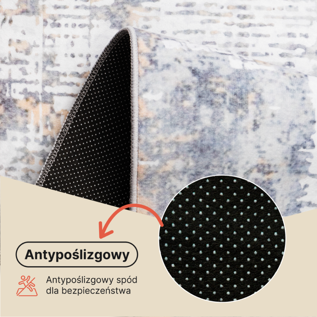 Dywan Ash Szary Rdzawy Antypoślizgowy