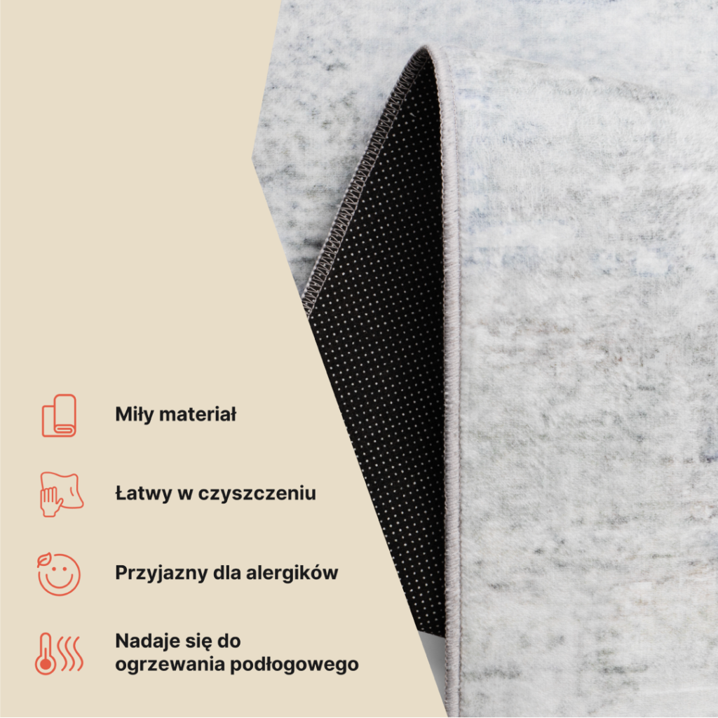 Dywan Ash Ciemny Szary Przetarcia Antypoślizgowy