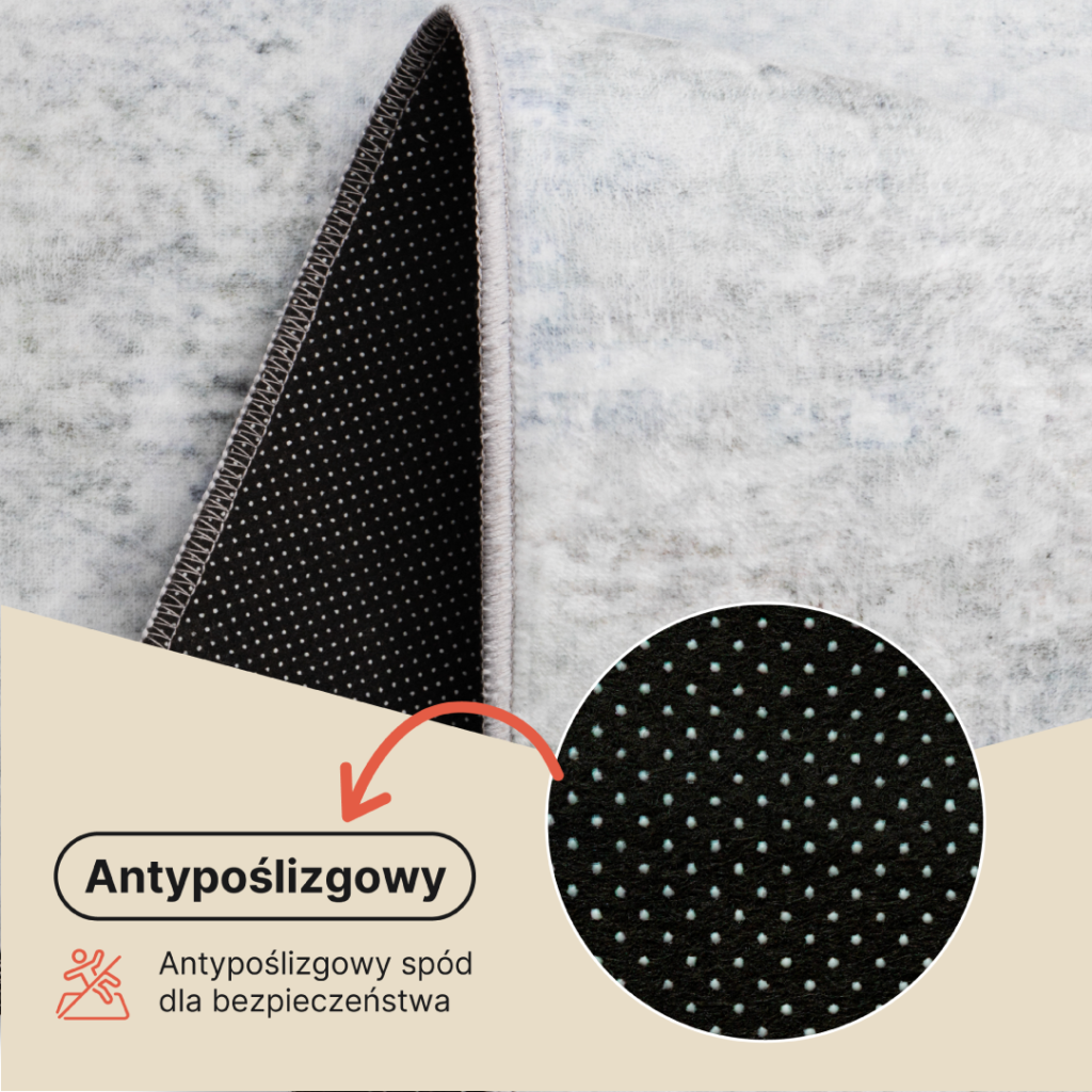 Dywan Ash Ciemny Szary Przetarcia Antypoślizgowy