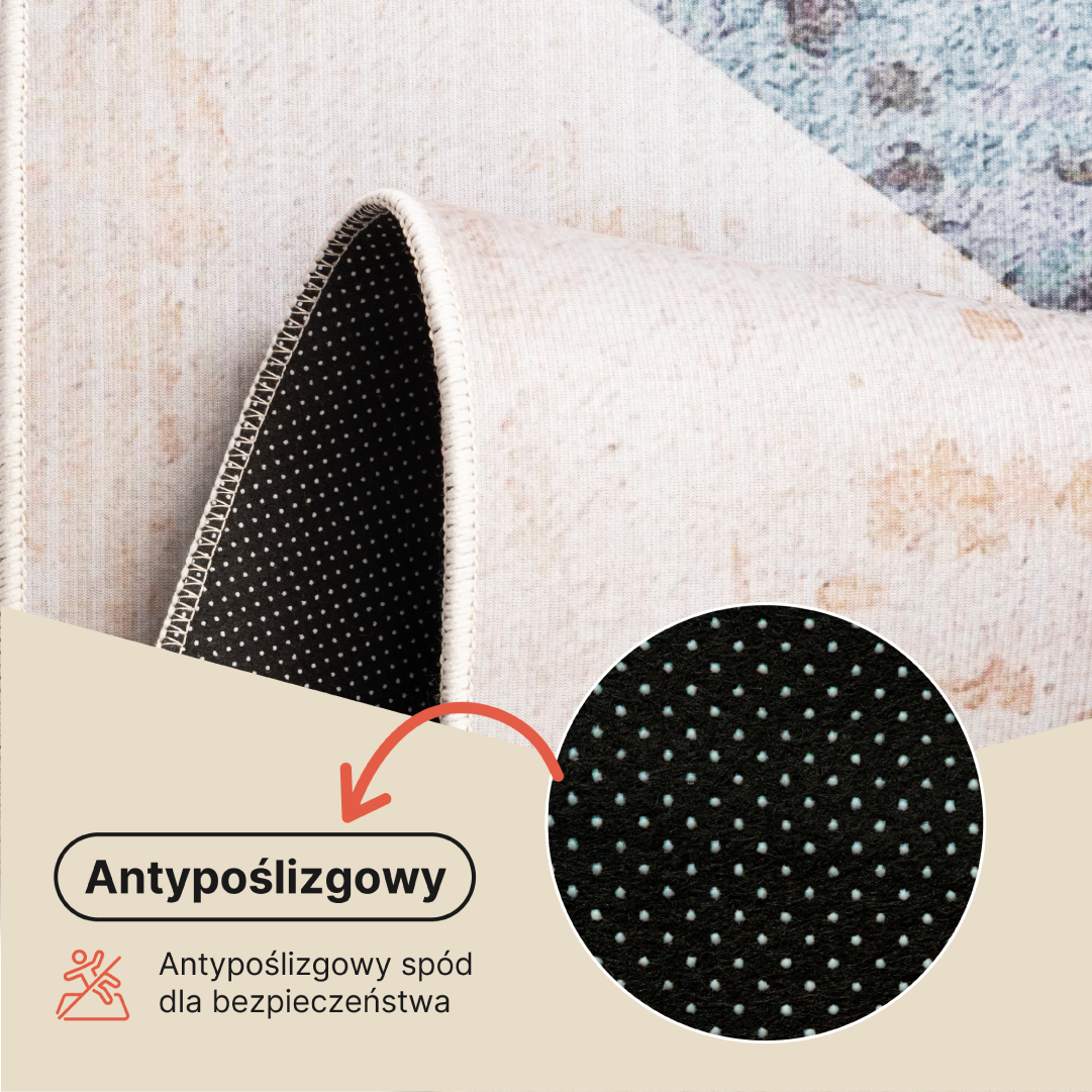 Dywan Nora Beżowy Szary Antypoślizgowy