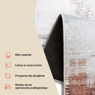 Dywan Ash Wielokolorowy Przetarcia Antypoślizgowy