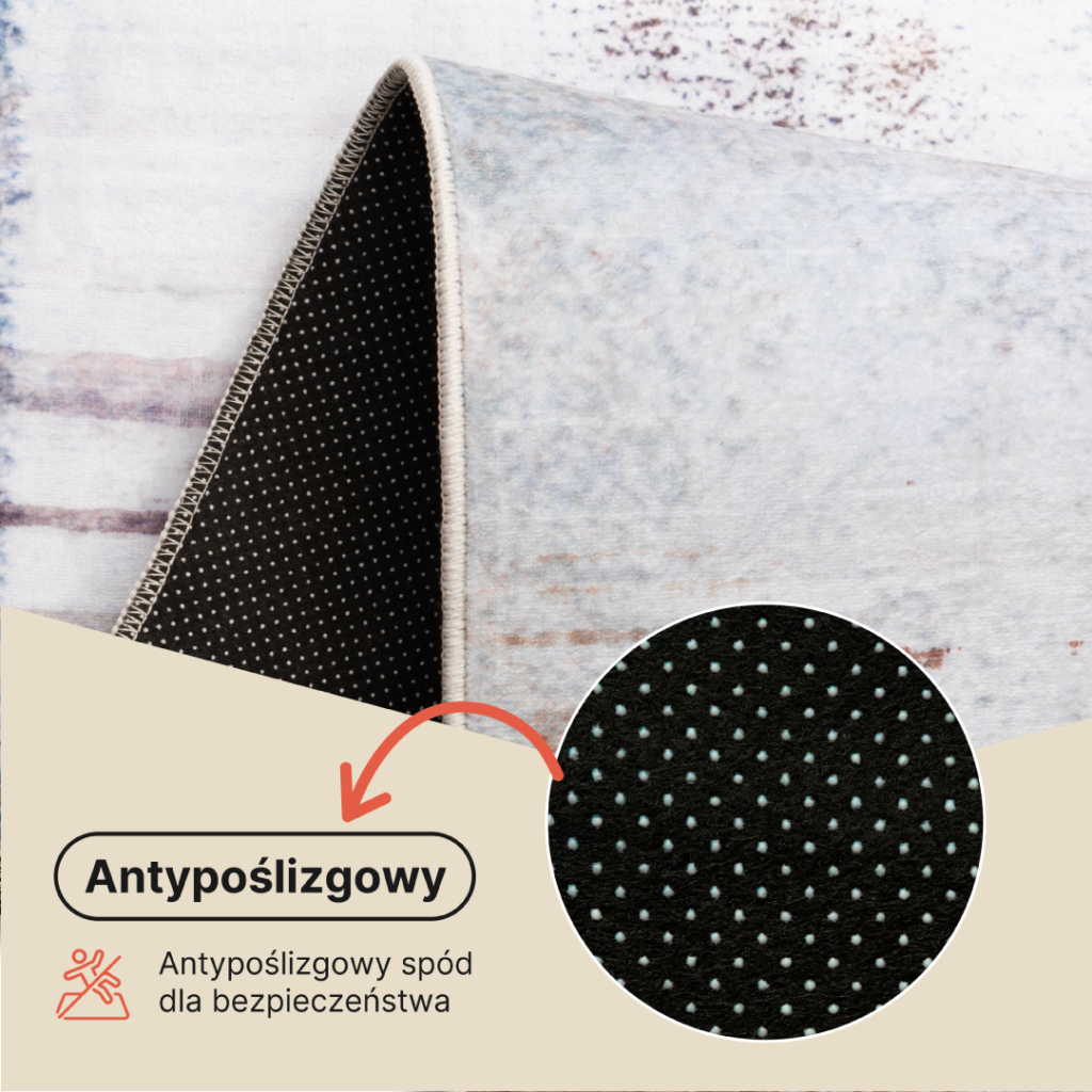 Dywan Ash Wielokolorowy Przetarcia Antypoślizgowy