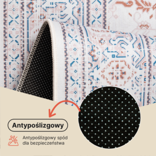 Dywan Nora Kremowy Niebieski Antypoślizgowy