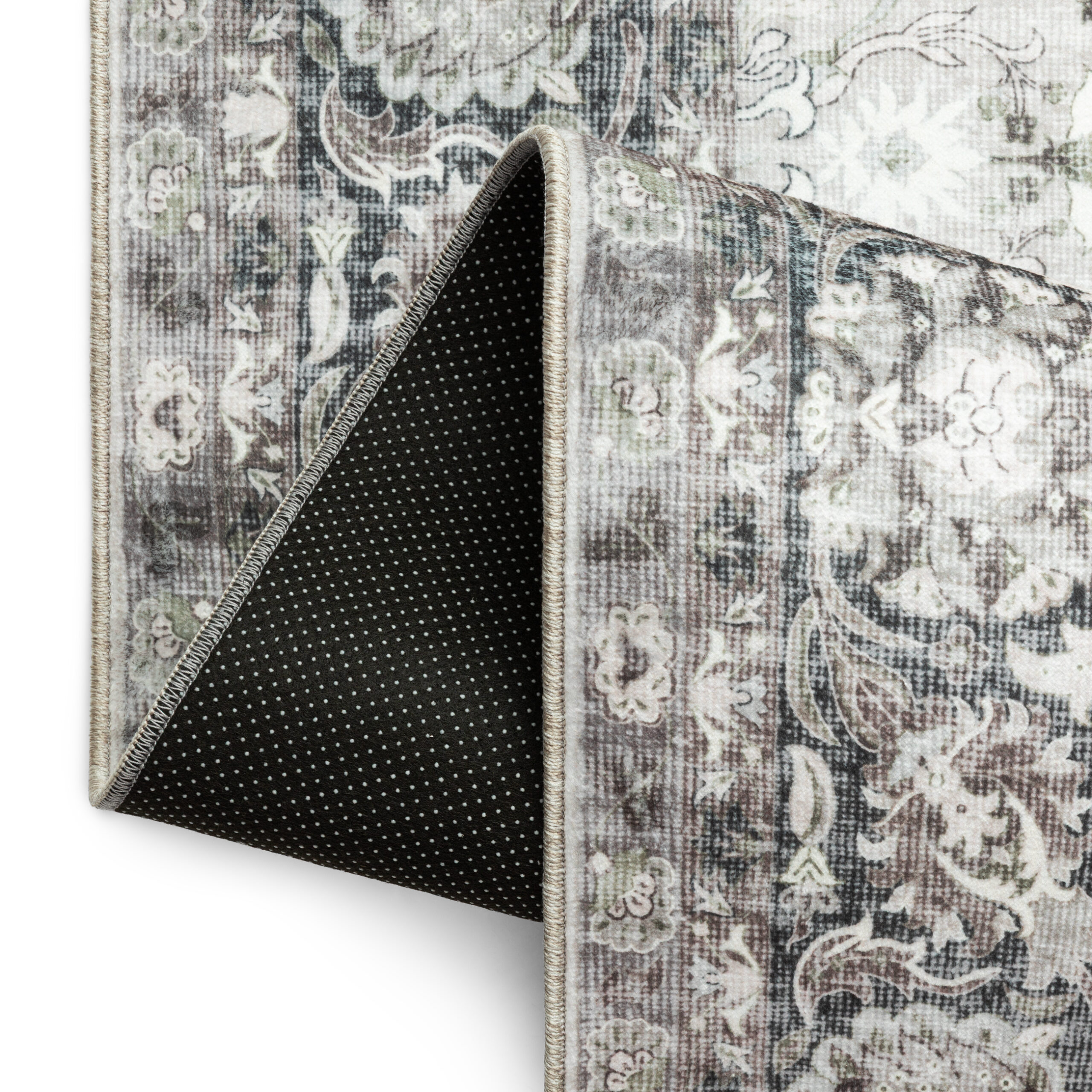 Dywan Ispahan Szary Zielony Motyw Kwiatowy