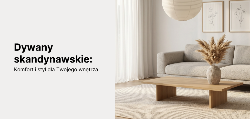jasny dywan w salonie w stylu skandynawskim
