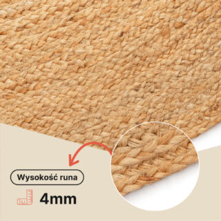 Dywan Jutowy Okrągły Naturalny