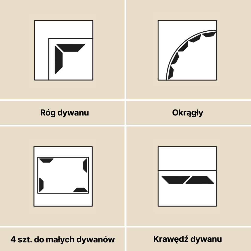 Antypoślizgowe naklejki pod dywan 8 sztuk