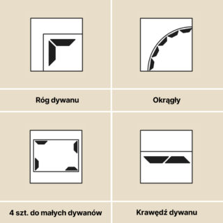 Antypoślizgowe naklejki pod dywan 8 sztuk