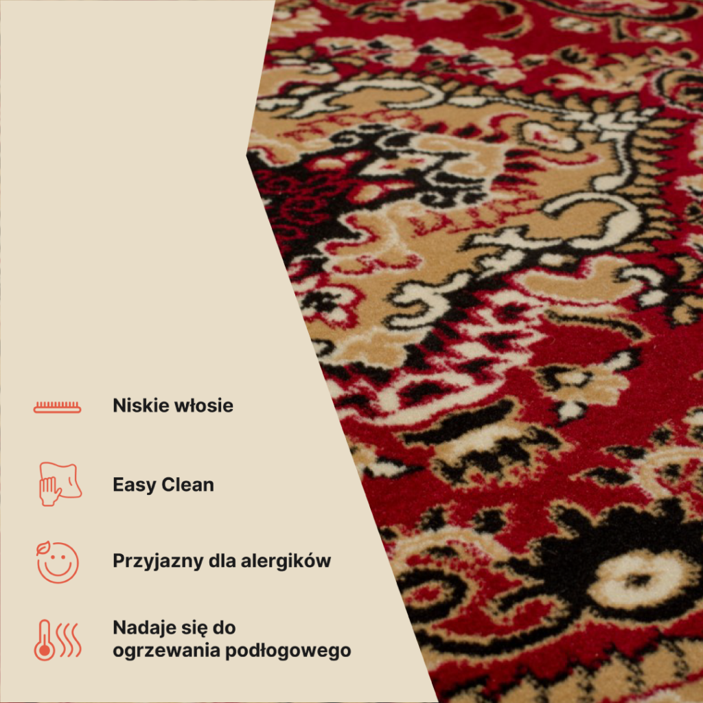 Dywan Atlas Klasyczny Beżowo Czerwony Ornament