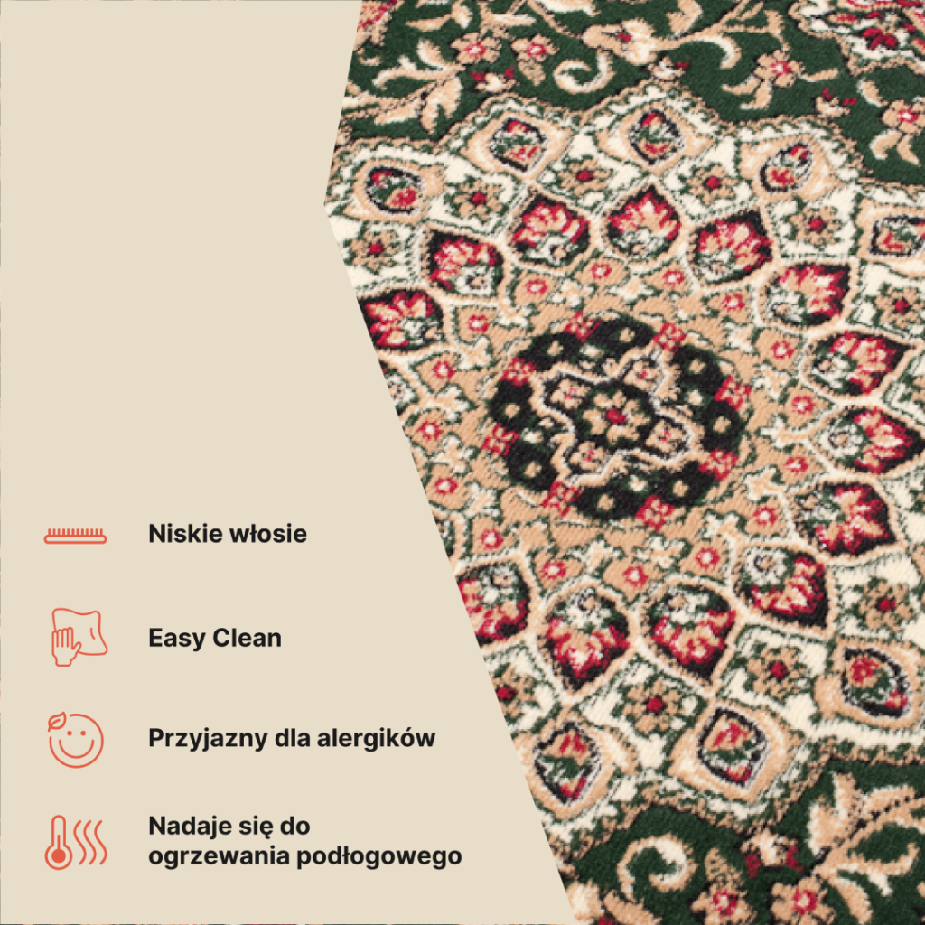 Dywan Atlas Zielono Beżowy Ornament