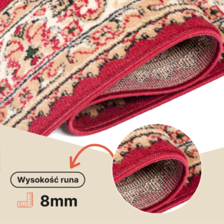 Dywan Atlas Czerwono Beżowy Ornament