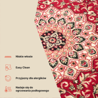 Dywan Atlas Czerwono Beżowy Ornament