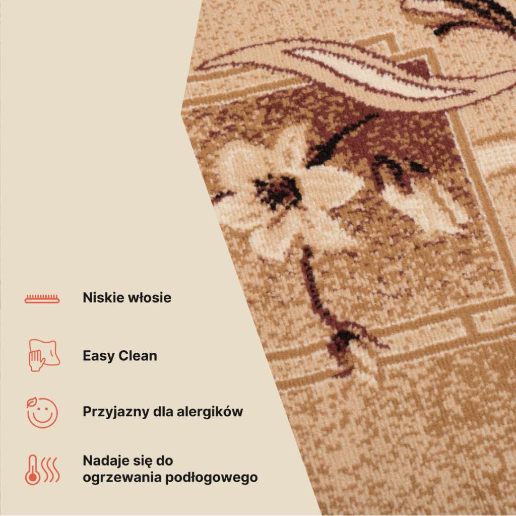 Dywan Atlas w Kwiaty Beżowo Brązowy