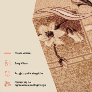 Dywan Atlas w Kwiaty Beżowo Brązowy
