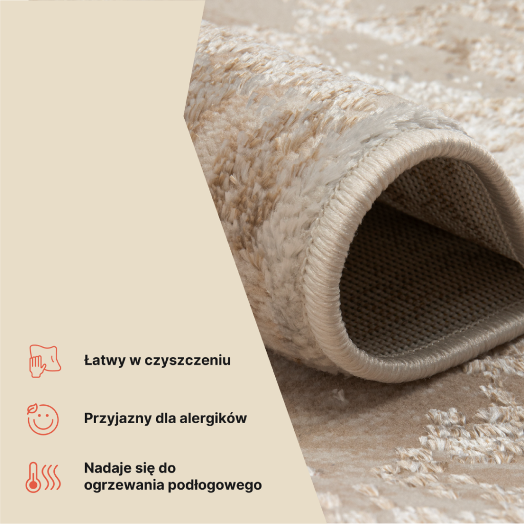 Dywan Crystal Kremowy Brązowy Przetarcia Linie Efekt 3D