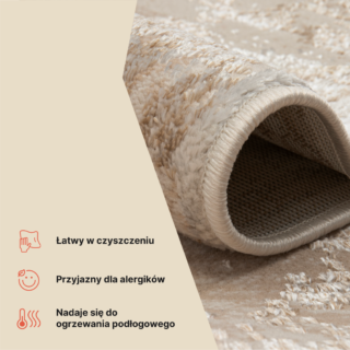 Dywan Crystal Kremowy Brązowy Przetarcia Linie Efekt 3D