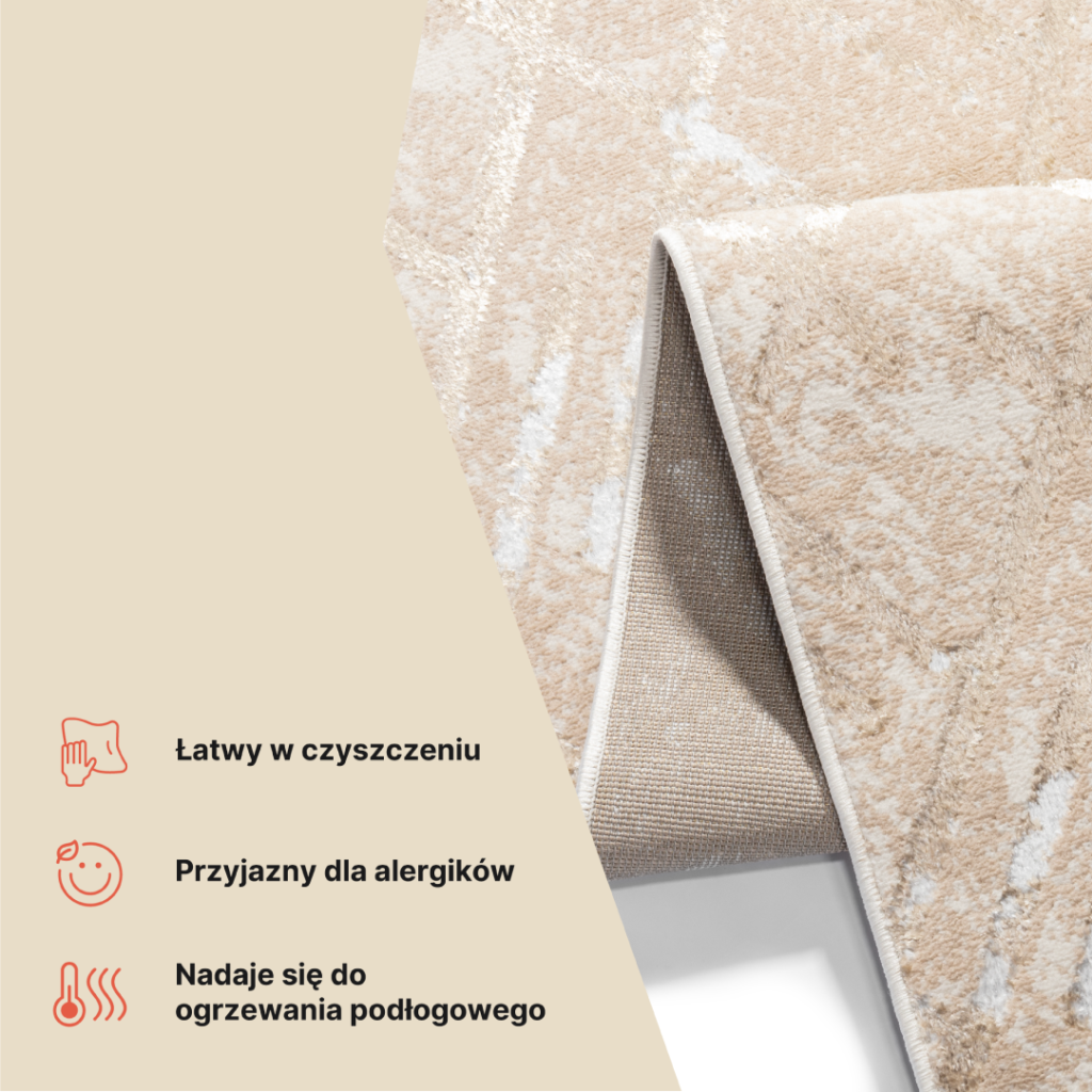 Chodnik Crystal Beżowy Złoty ZygZaki