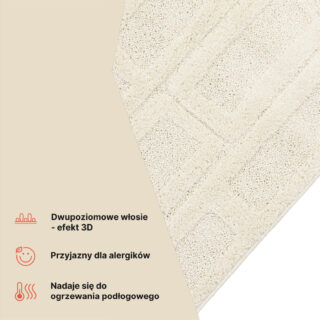 Dywan Relievo 3D Kremowy Geometryczny
