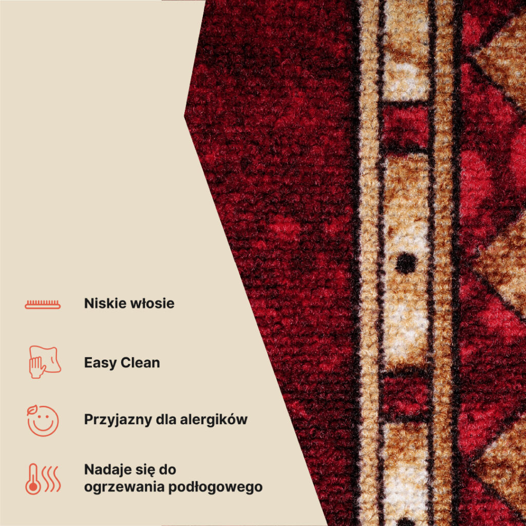 Chodnik Antypoślizgowy Bordowy Ornamenty