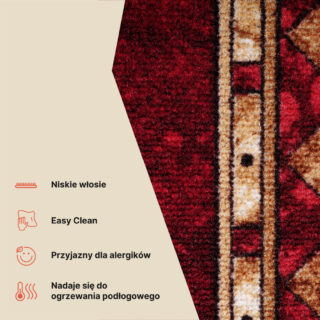 Chodnik Antypoślizgowy Bordowy Ornamenty